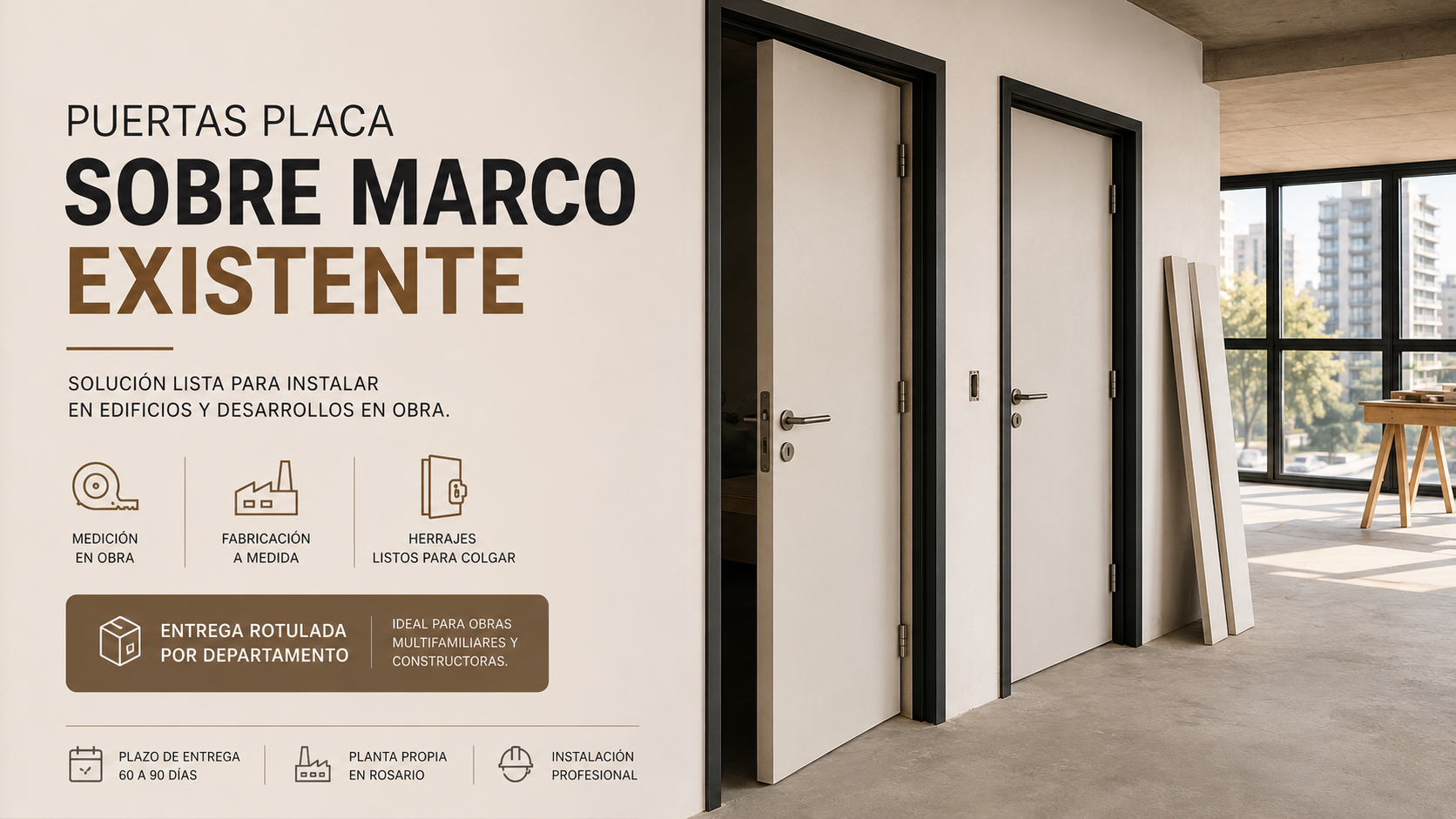 Hojas placa para marcos de chapa instalados en obra